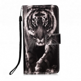 Custodia in pelle Samsung Galaxy M12 / A12 Tigre Notturna