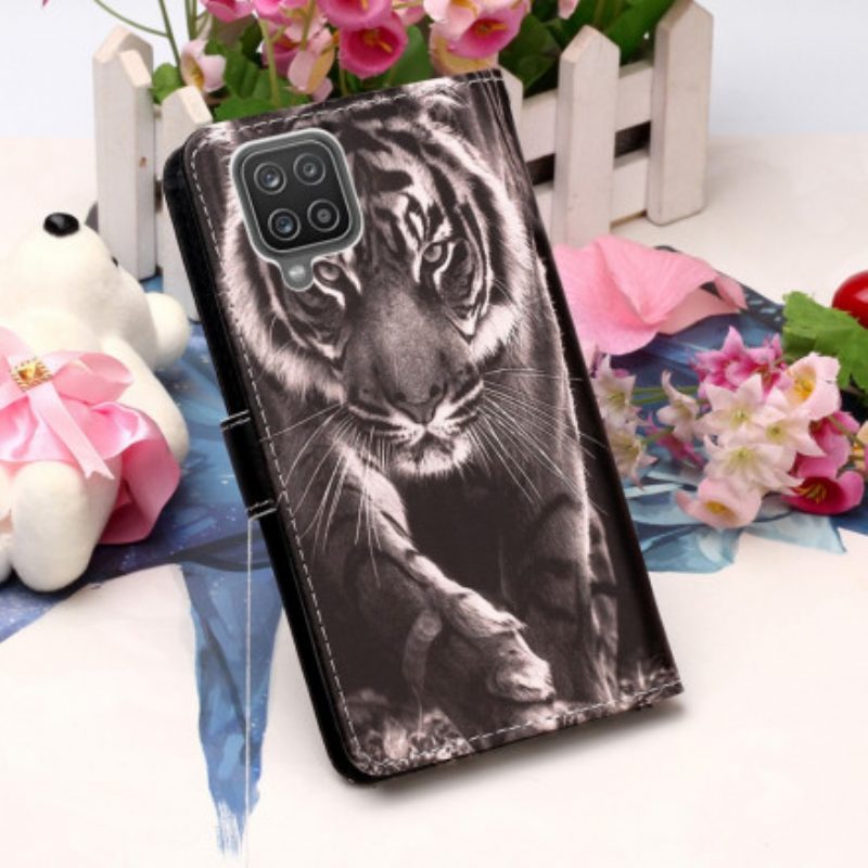 Custodia in pelle Samsung Galaxy M12 / A12 Tigre Notturna
