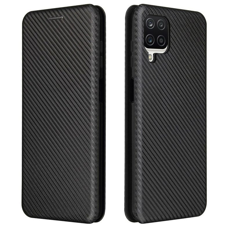 Folio Cover Samsung Galaxy M12 / A12 Custodia in pelle /fibra Di Carbonio