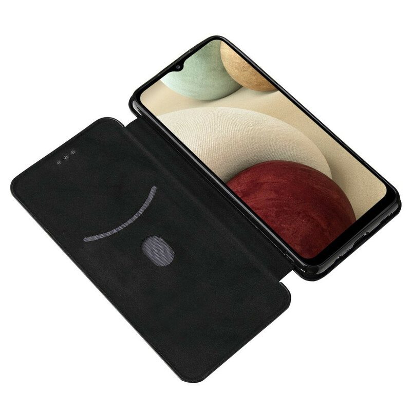 Folio Cover Samsung Galaxy M12 / A12 Custodia in pelle /fibra Di Carbonio