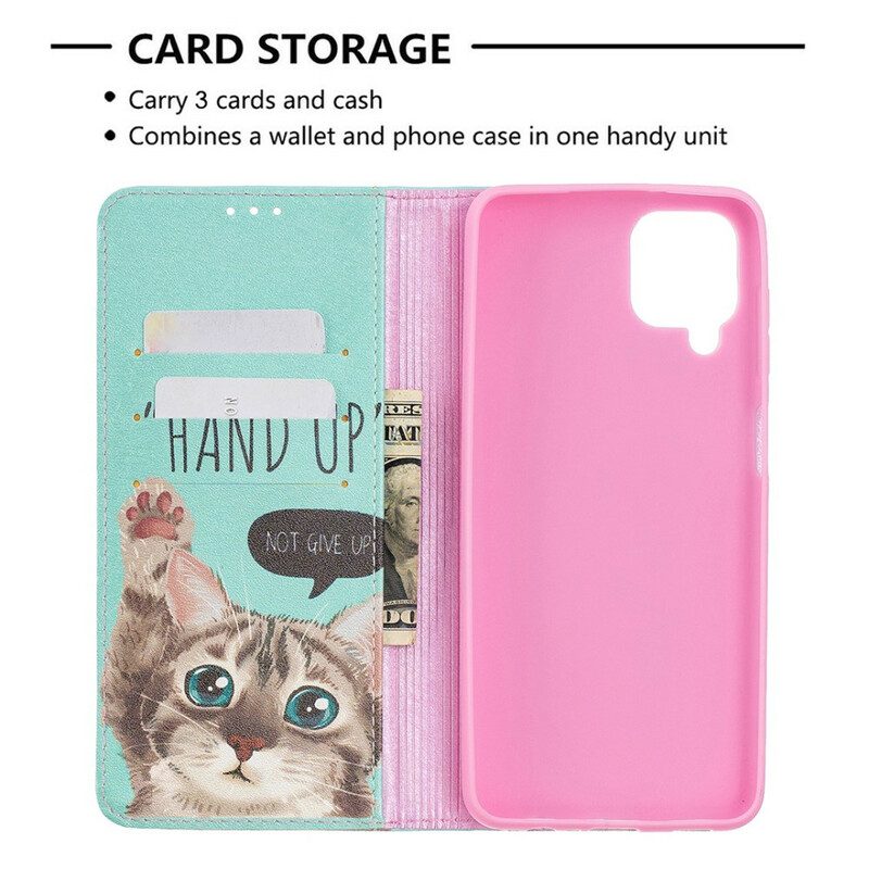 Folio Cover Samsung Galaxy M12 / A12 Custodia in pelle Mano In Alto