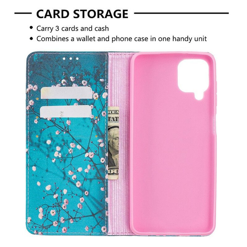 Folio Cover Samsung Galaxy M12 / A12 Custodia in pelle Rami Fioriti