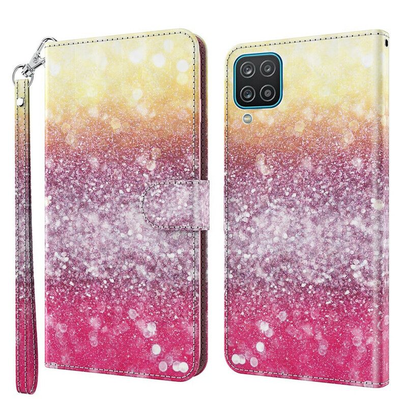 Folio Cover Samsung Galaxy M12 / A12 Gradiente Glitterato Magenta
