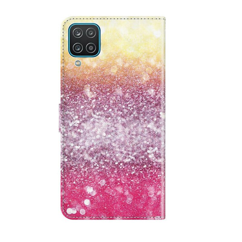 Folio Cover Samsung Galaxy M12 / A12 Gradiente Glitterato Magenta
