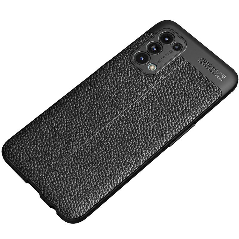 Cover Oppo Find X3 Lite Doppia Linea Litchi Effetto Pelle