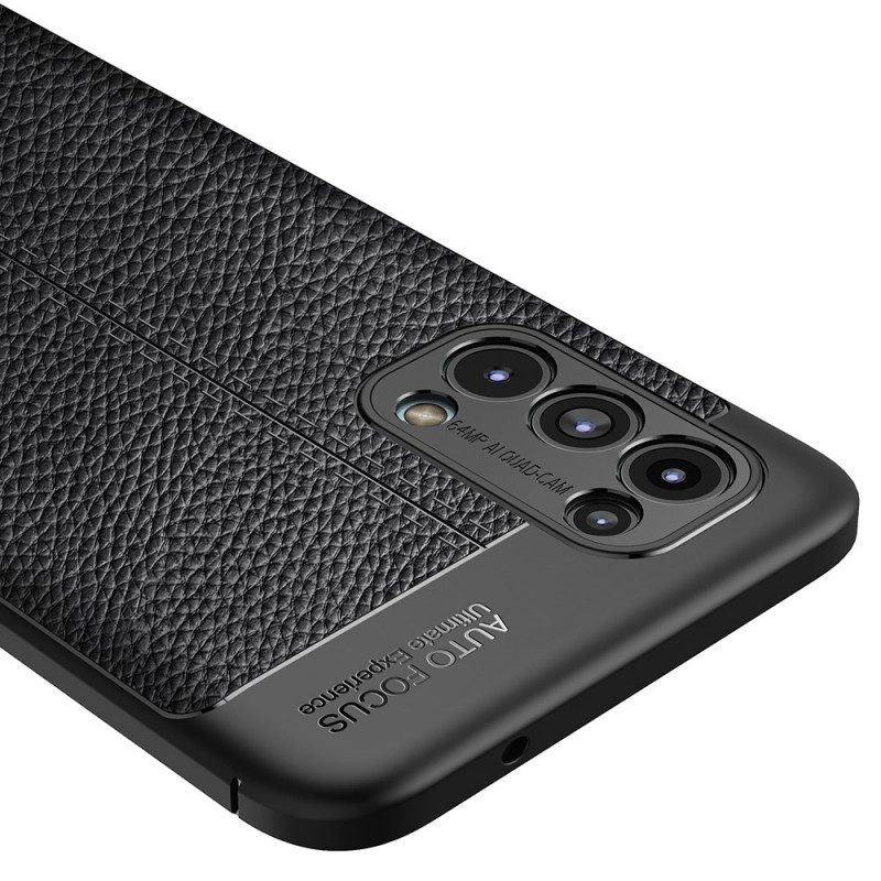 Cover Oppo Find X3 Lite Doppia Linea Litchi Effetto Pelle