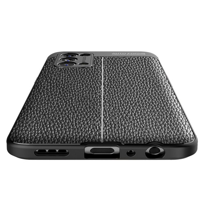 Cover Oppo Find X3 Lite Doppia Linea Litchi Effetto Pelle