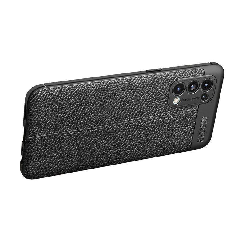 Cover Oppo Find X3 Lite Doppia Linea Litchi Effetto Pelle