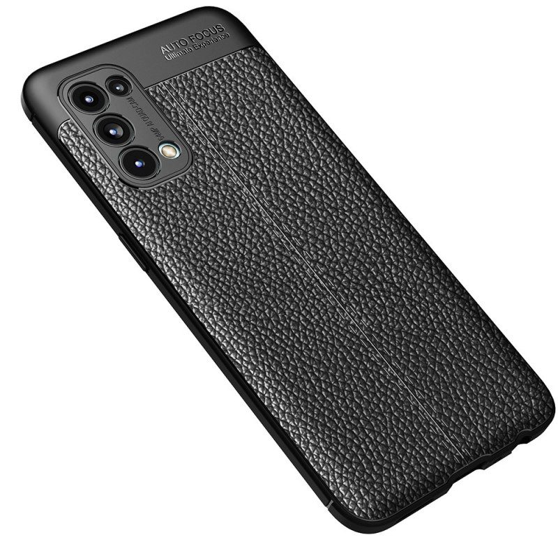 Cover Oppo Find X3 Lite Doppia Linea Litchi Effetto Pelle
