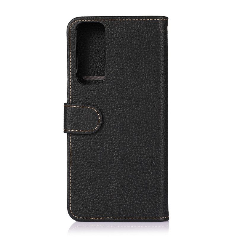 Custodia A Portafoglio Oppo Find X3 Lite Litchi In Vera Pelle Khazneh