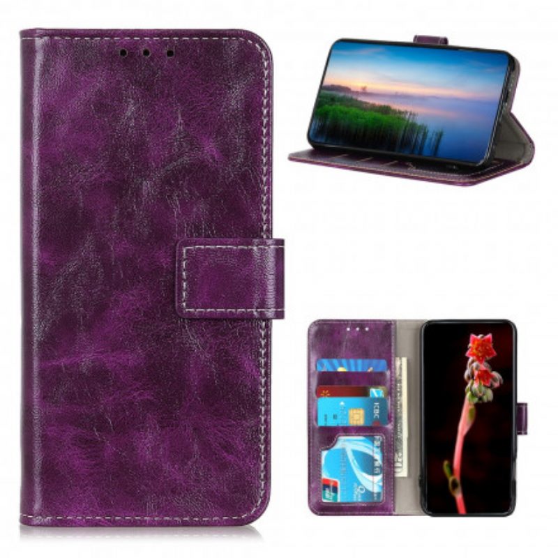 Custodia in pelle Oppo Find X3 Lite Cuciture A Vista Effetto Pelle