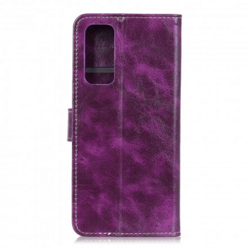 Custodia in pelle Oppo Find X3 Lite Cuciture A Vista Effetto Pelle