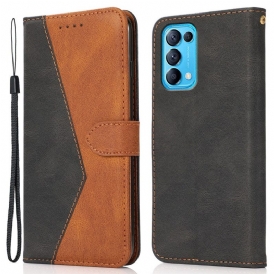 Custodia in pelle Oppo Find X3 Lite Ecopelle Triangolare Bicolore
