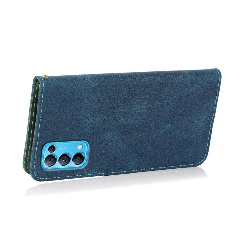 Custodia in pelle Oppo Find X3 Lite Ecopelle Triangolare Bicolore