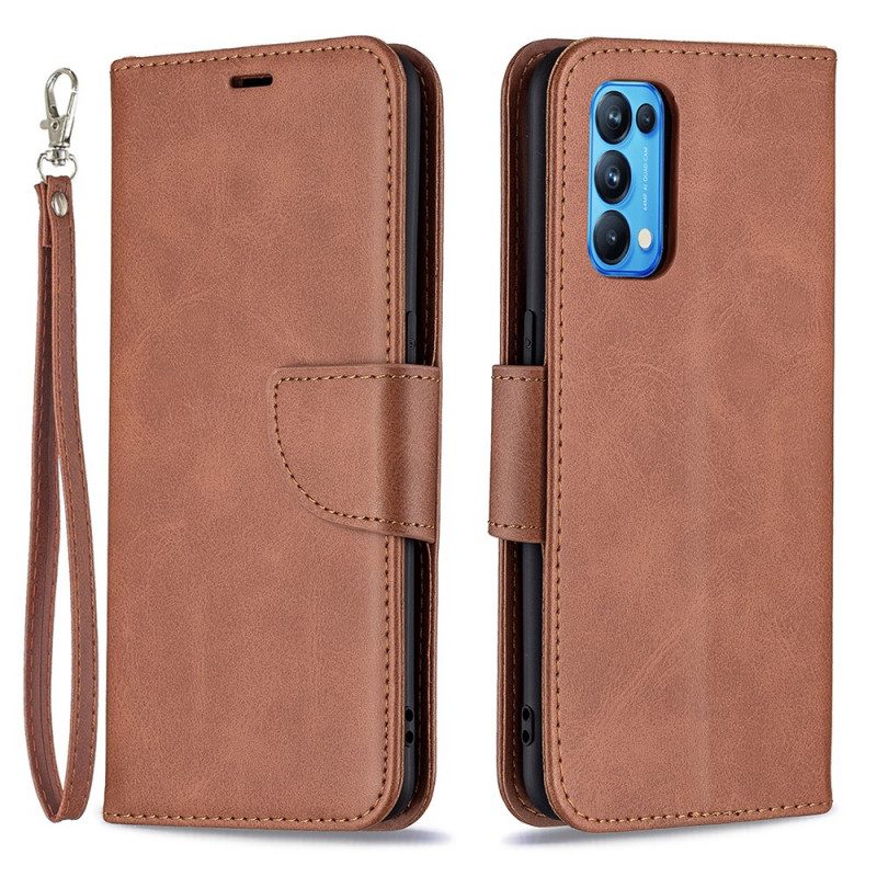 Custodia in pelle Oppo Find X3 Lite Folio Cover Lembo Liscio Obliquo