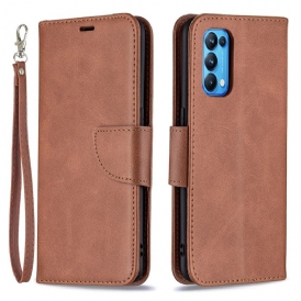 Custodia in pelle Oppo Find X3 Lite Folio Cover Lembo Liscio Obliquo