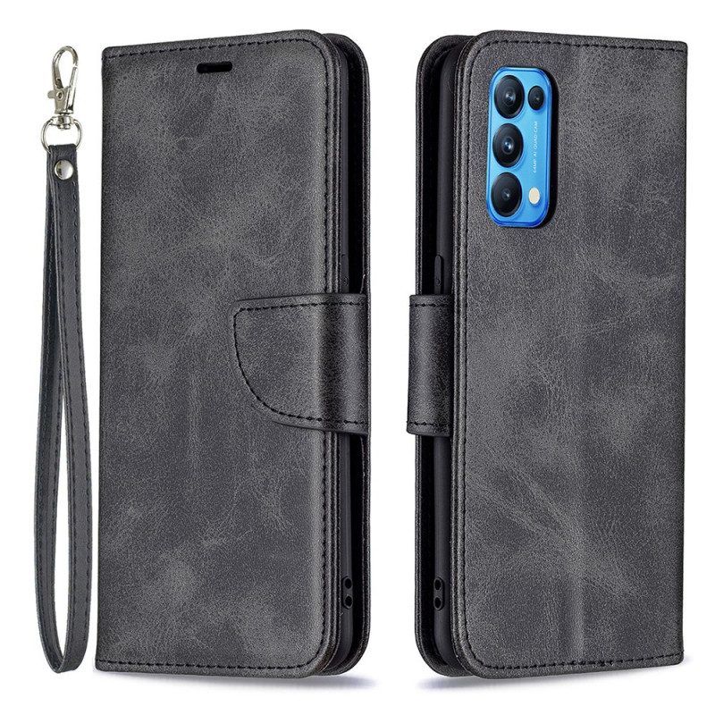 Custodia in pelle Oppo Find X3 Lite Folio Cover Lembo Liscio Obliquo