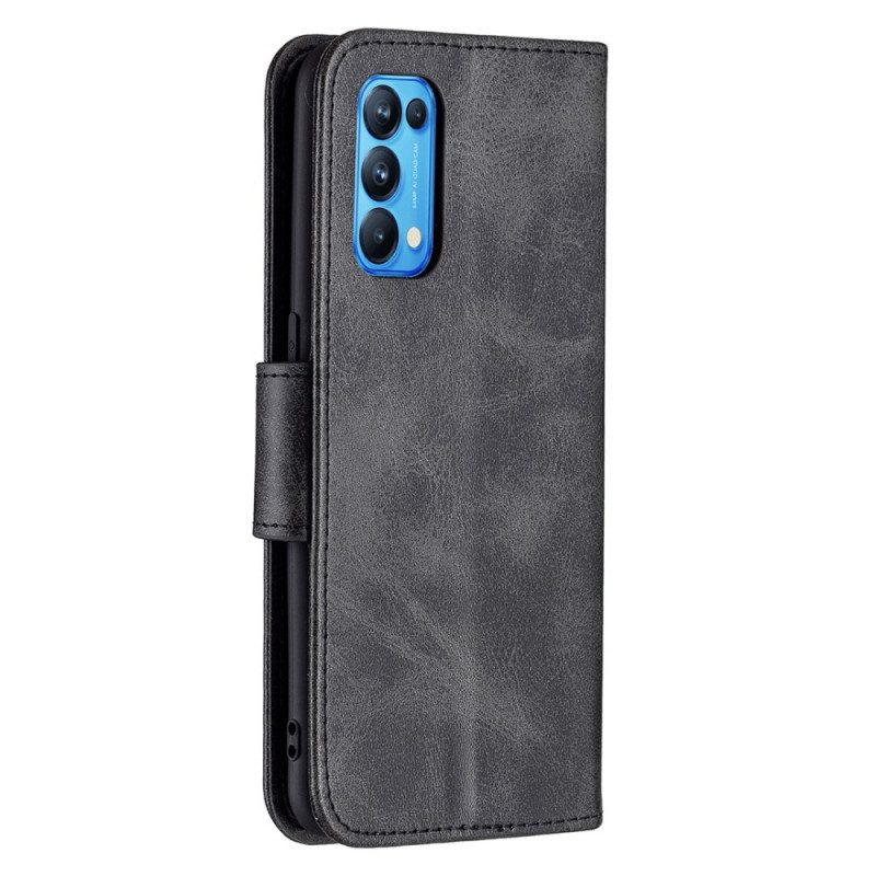 Custodia in pelle Oppo Find X3 Lite Folio Cover Lembo Liscio Obliquo