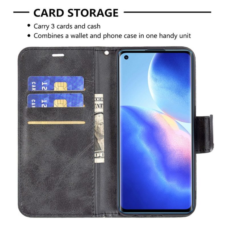 Custodia in pelle Oppo Find X3 Lite Folio Cover Lembo Liscio Obliquo