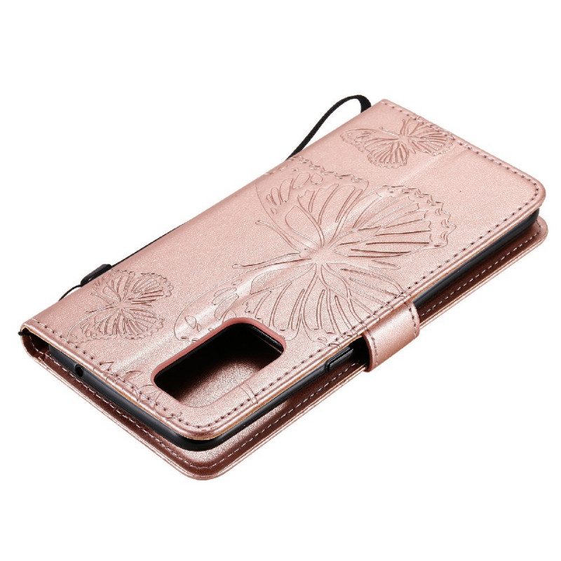 Folio Cover Oppo Find X3 Lite Farfalle Con Cinturino Gigante