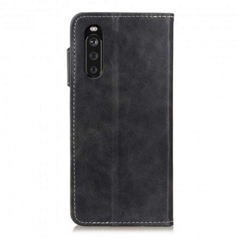 Custodia in pelle Sony Xperia 5 III Bottone Artistico E Cuciture