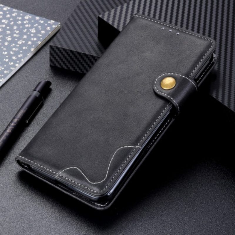 Custodia in pelle Sony Xperia 5 III Bottone Artistico E Cuciture