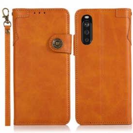 Custodia in pelle Sony Xperia 5 III Bottone Magnetico Khazneh