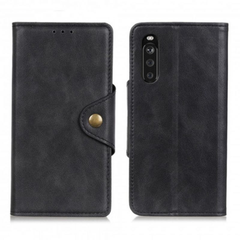 Custodia in pelle Sony Xperia 5 III Bottone Vintage In Ecopelle