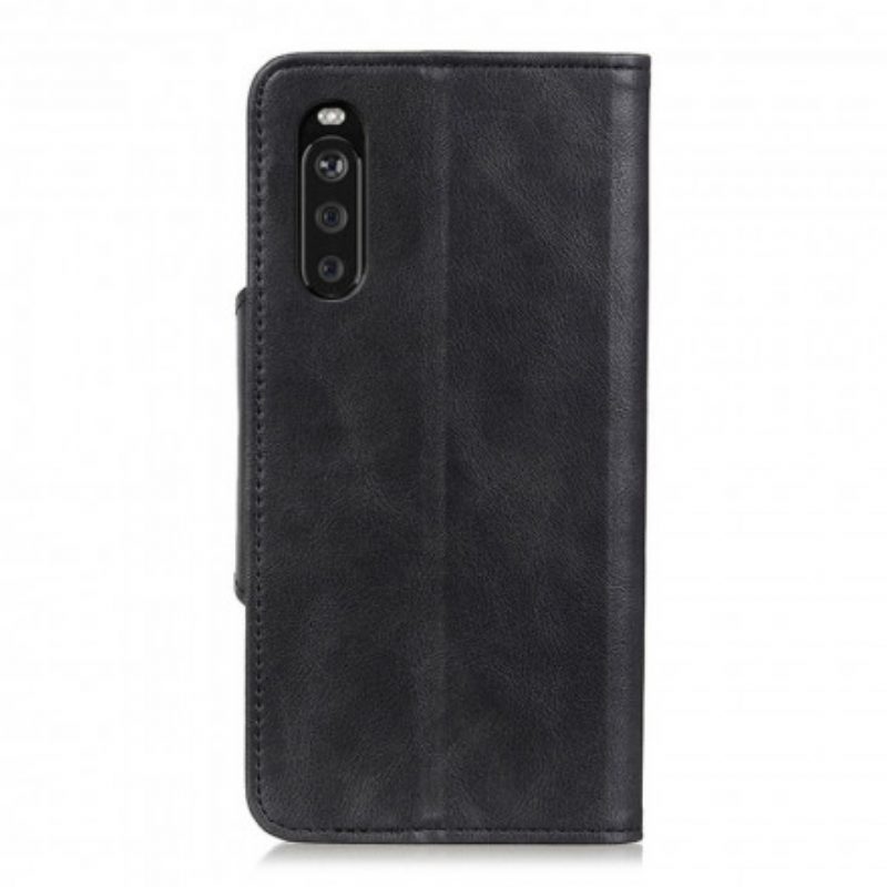 Custodia in pelle Sony Xperia 5 III Bottone Vintage In Ecopelle