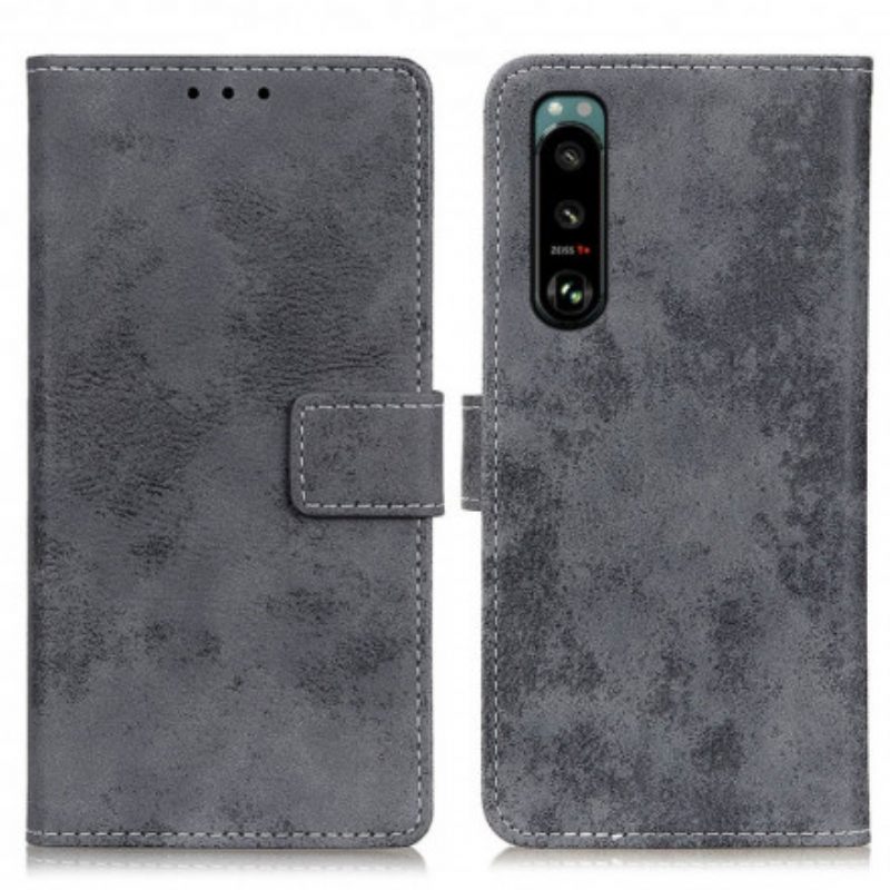 Custodia in pelle Sony Xperia 5 III Ecopelle Vintage