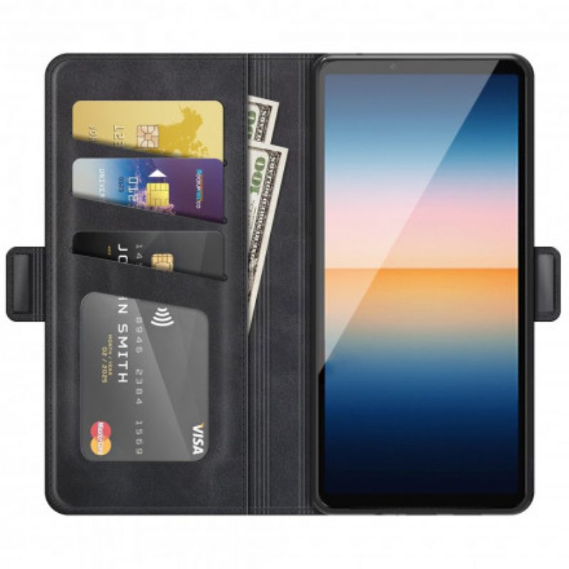 Custodia in pelle Sony Xperia 5 III Folio Cover Doppia Patta Classica