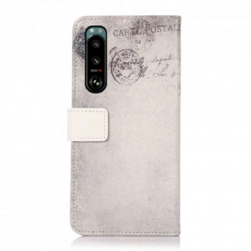 Custodia in pelle Sony Xperia 5 III Gatto Viaggiatore