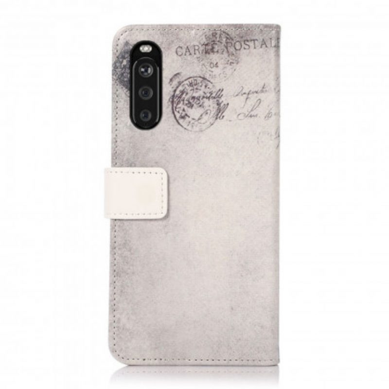 Custodia in pelle Sony Xperia 5 III Gatto Viaggiatore