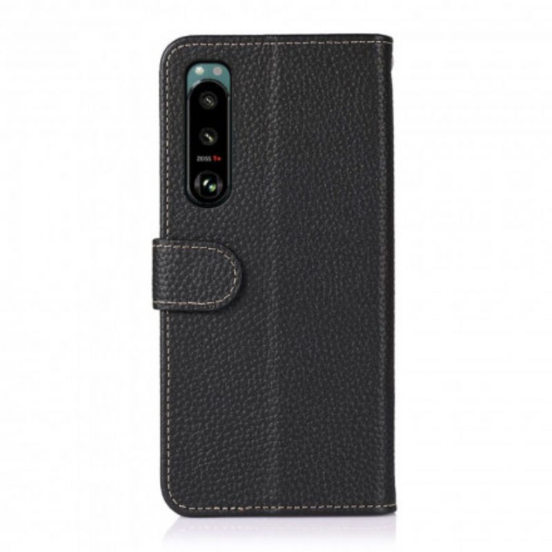 Custodia in pelle Sony Xperia 5 III Khazneh Pelle Di Litchi