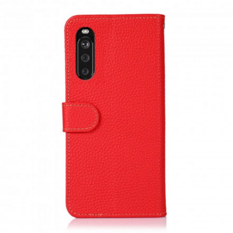 Custodia in pelle Sony Xperia 5 III Khazneh Pelle Di Litchi