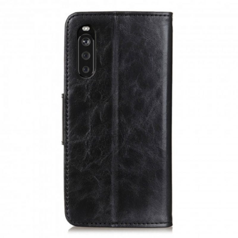 Folio Cover Sony Xperia 5 III Chiusura Reversibile In Pelle Crosta