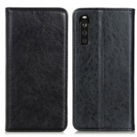 Folio Cover Sony Xperia 5 III Custodia in pelle Crosta Di Pelle Testurizzata