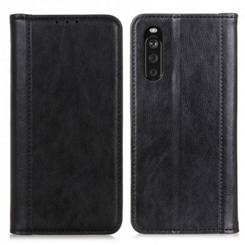 Folio Cover Sony Xperia 5 III Custodia in pelle Eleganza Split Litchi Leather