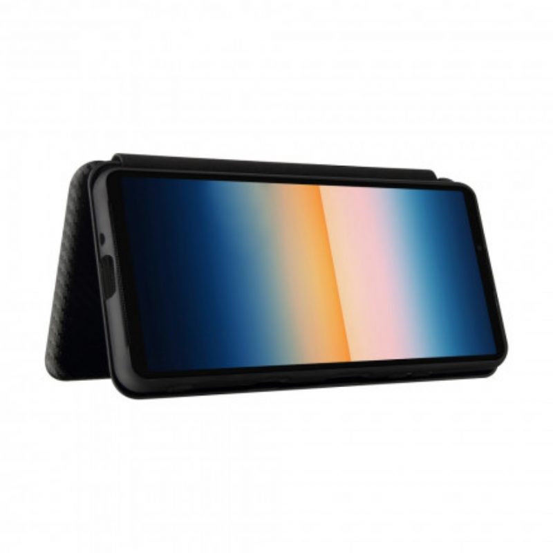 Folio Cover Sony Xperia 5 III Custodia in pelle Silicone Colorato Al Carbonio
