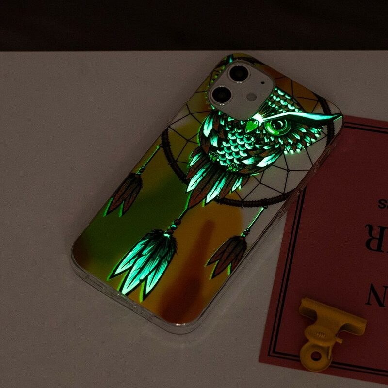 Cover iPhone 12 / 12 Pro Acchiappasogni Gufo Fluorescente