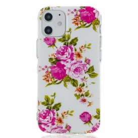 Cover iPhone 12 / 12 Pro Fiori Liberty Fluorescenti