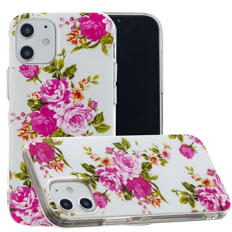 Cover iPhone 12 / 12 Pro Fiori Liberty Fluorescenti