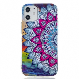 Cover iPhone 12 / 12 Pro Mandala Colorato Fluorescente