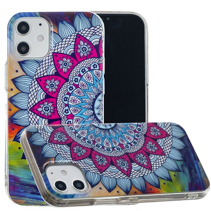 Cover iPhone 12 / 12 Pro Mandala Colorato Fluorescente