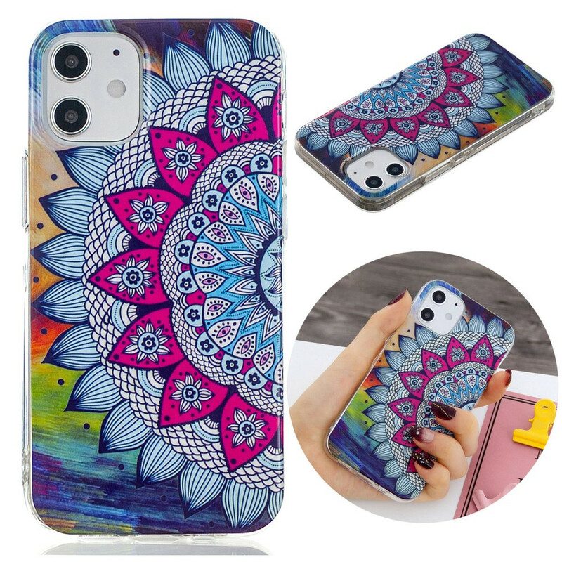 Cover iPhone 12 / 12 Pro Mandala Colorato Fluorescente