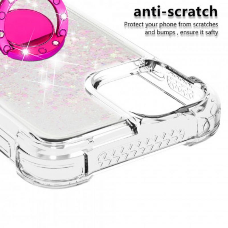Cover iPhone 12 / 12 Pro Paillettes Con Supporto Ad Anello