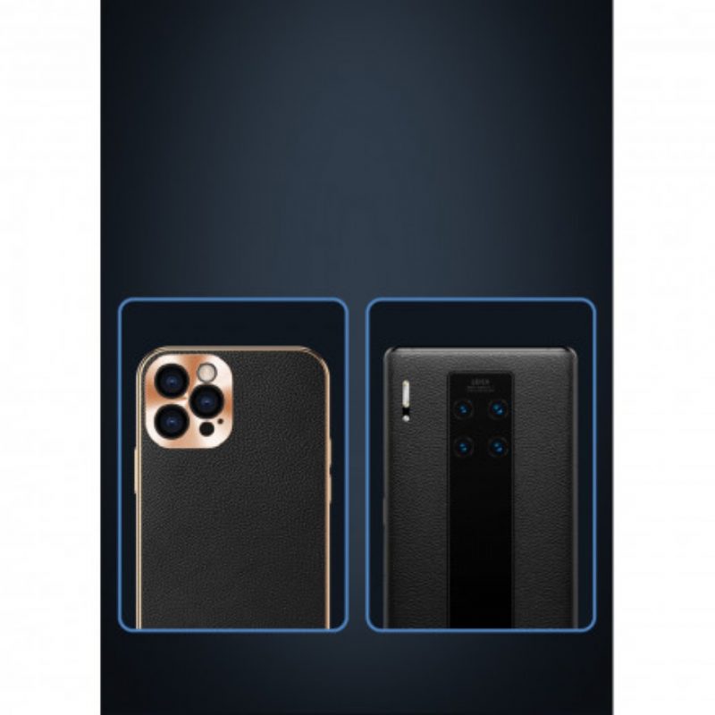 Cover iPhone 12 / 12 Pro Protezione Modulo Foto In Vera Pelle