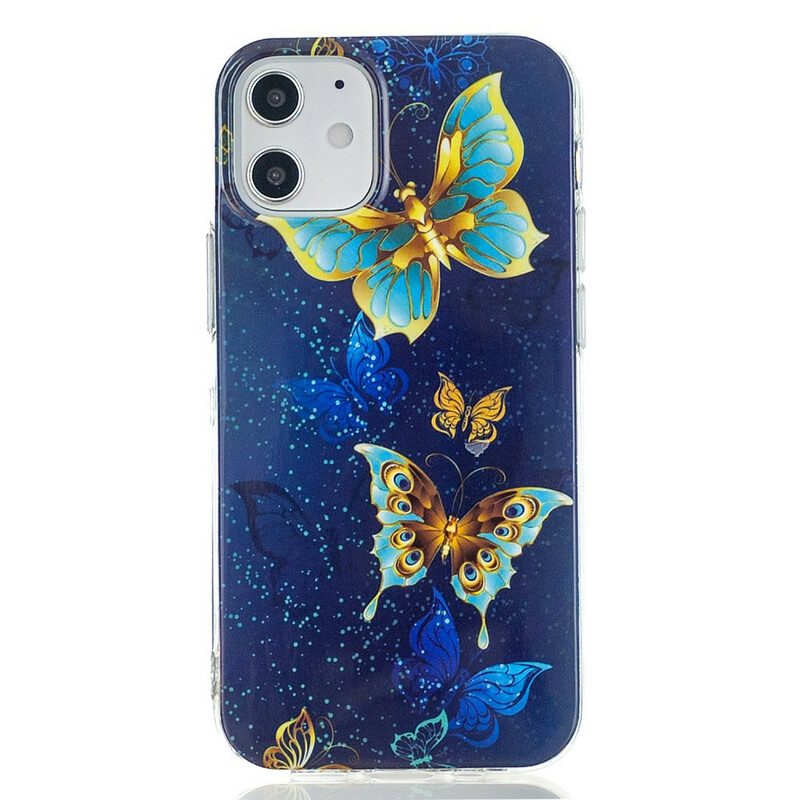 Cover iPhone 12 / 12 Pro Serie Di Farfalle Fluorescenti