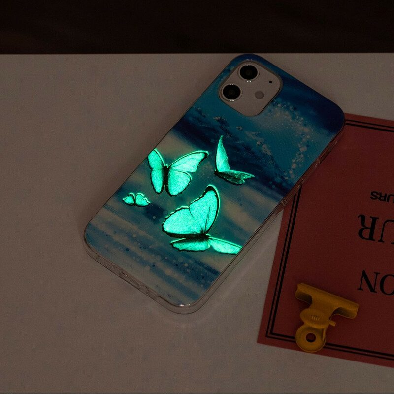 Cover iPhone 12 / 12 Pro Serie Di Farfalle Fluorescenti
