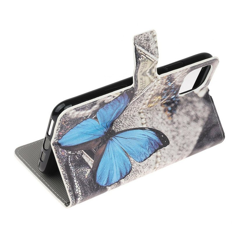 Custodia in pelle iPhone 12 / 12 Pro Farfalle Pazze